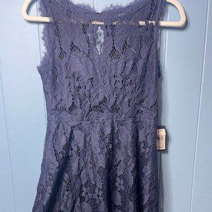 Adrianna Papell Women Navy Laced Sleeveless Shift Cocktail Mini Dress Size US 2